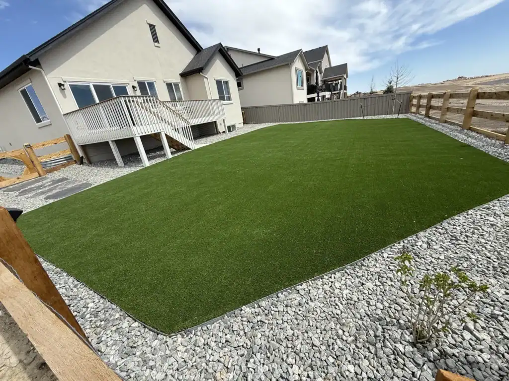 artificial turf installation Colorado Springs professional turf installation services residential artificial turf Colorado Springs artificial turf base preparation and drainage custom turf installation by Fresh Landscapes